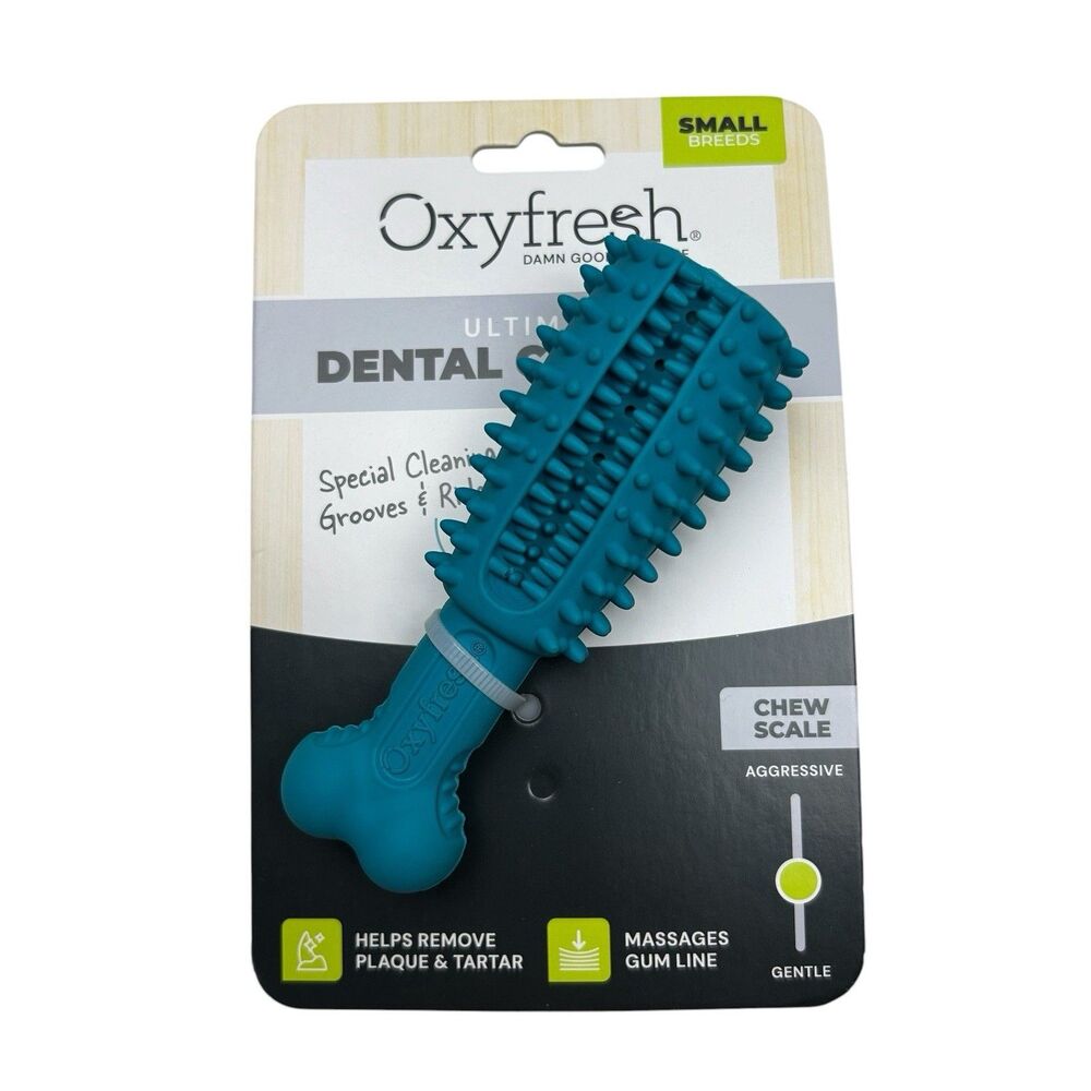 Oxyfresh Dog Dental Chew Toy - Best Teeth Cleaning Small Blue